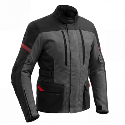 Kurtka Broger Overland Black Dark Grey Red